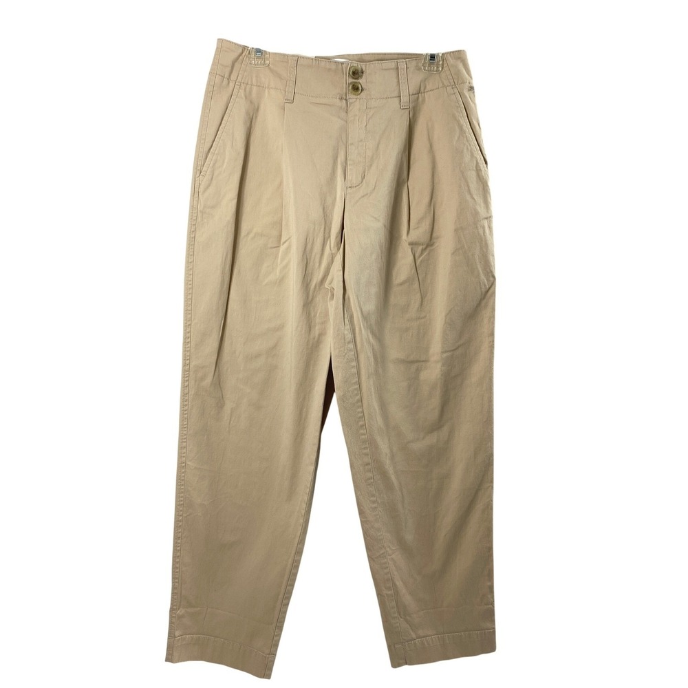 Womens Khaki Pants Size 10 Tapered Leg High Rise Slim Hip & Thigh Stretch